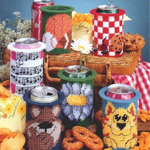 PDF Vintage Plastic Canvas Pattern | Plastic Canvas Pattern Cute Can Covers | Plastic Canvas 7-Count | ENGLISH | Digital Download