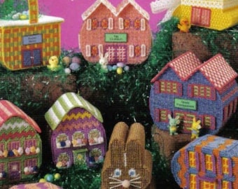 PDF Vintage Plastic Canvas Pattern | Plastic Canvas Pattern Easter Egg Village | Plastic Canvas 10-Count | ENGLISH | Digital Download