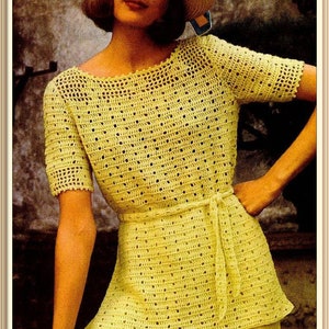 PDF Vintage Crochet Pattern Lacy Long Top ENGLISH Digital Download image 2