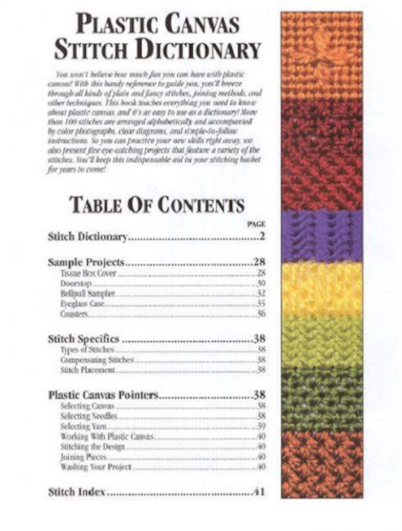 PDF Vintage Plastic Canvas Pattern Plastic Canvas Stitch Dictionary ...