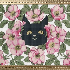 PDF Counted Vintage Cross Stitch Pattern | Black Cat | Illustration 1898 | Highly Detailed Cross Stitch Pattern
