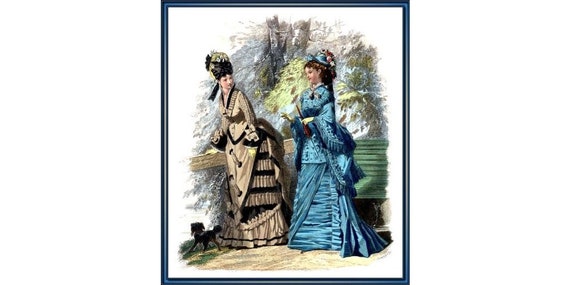 PDF Counted Vintage Cross Stitch Pattern | Victorian Lady | Victorian Fashion | Highly Detailed Cross Stitch Pattern | Digital Download