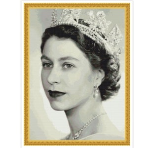 PDF Counted Vintage Cross Stitch Pattern | In Memory of Queen Elizabeth II | 7 Sizes | Highly Detailed Cross Stitch Pattern