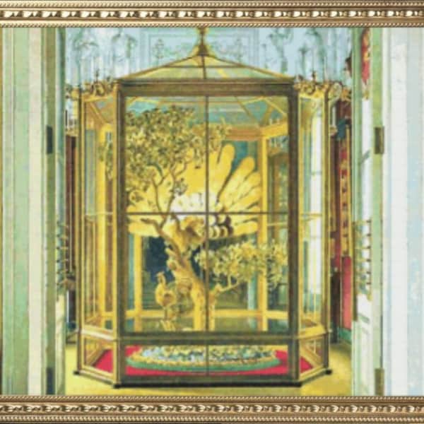 PDF Counted Vintage Cross Stitch Pattern | The Small Hermitage | Peacock Clock | Konstantin Ukhtomsky 1818-1881 | 8 Sizes