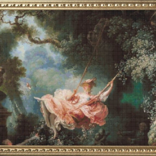 PDF Counted Vintage Cross Stitch Pattern | Swing | Jean-Honore Fragonard 1767 | 4 Sizes | Highly Detailed Cross Stitch Pattern