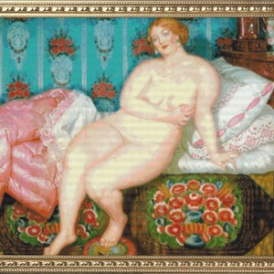 PDF Counted Vintage Cross Stitch Pattern | Beauty | Boris Kustodiev 1915 | 6 Sizes | Highly Detailed Cross Stitch Pattern