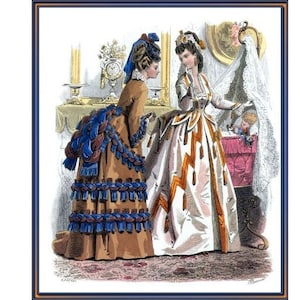 PDF Counted Vintage Cross Stitch Pattern | Victorian Lady | Victorian Fashion | Highly Detailed Cross Stitch Pattern | Digital Download