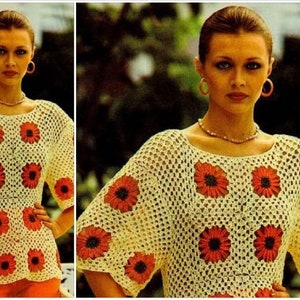 PDF Vintage Crochet Pattern | Petal Square Cover-Up | ENGLISH | Digital Download