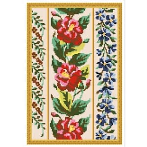 PDF Antique Sampler Counted Vintage Cross Stitch Pattern | Berlin Woolwork | Vintage Scheme | Reproduction Scheme Cross Stitch 19th century