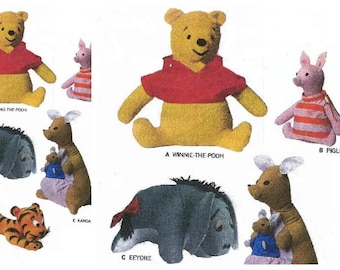 PDF Patrón de costura Vintage Winnie Pooh y sus amigos / INGLÉS / Descarga digital