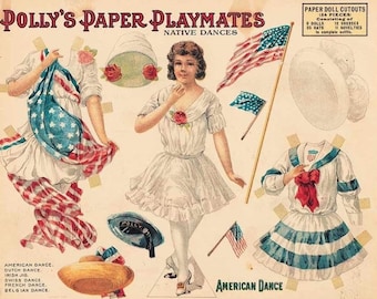 PDF Vintage Paper Dolls | Paper Doll National American Dance | Printable-Print-Cut-Play | ENGLISH | Digital Download