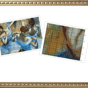 PDF Counted Vintage Cross Stitch Pattern | Blue Dancers | Edgar Degas 1897 | 4 Sizes | Highly Detailed Stitch image 7