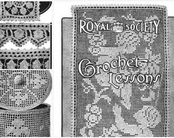 PDF Vintage Crochet Pattern | Vintage 1915 Royal Society Crochet Lessons 6 Filet Irish | ENGLISH | Digital Download