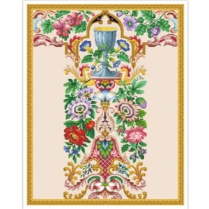 PDF Antique Sampler Counted Vintage Cross Stitch Pattern | Berlin Woolwork | Vintage Scheme | Reproduction Scheme Cross Stitch 19th century