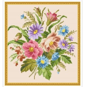 PDF Antique Sampler Counted Vintage Cross Stitch Pattern | Berlin Woolwork | Vintage Scheme | Reproduction Scheme Cross Stitch 19th century