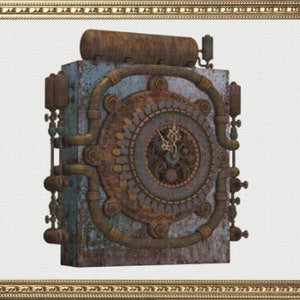 PDF Counted Vintage Cross Stitch Pattern | Steampunk | Old Clock | 7 Sizes | Highly Detailed Cross Stitch Pattern