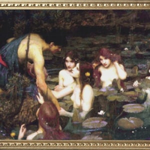 PDF Patrón de punto de cruz vintage contado / Hylas y las ninfas / John William Waterhouse 1896 / 3 tamaños / Puntada altamente detallada