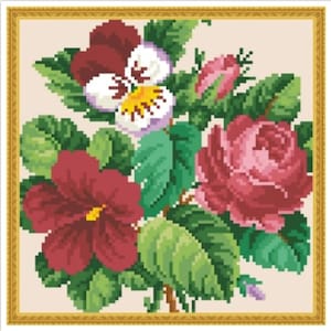 PDF Antique Sampler Counted Vintage Cross Stitch Pattern | Berlin Woolwork | Vintage Scheme | Reproduction Scheme Cross Stitch 19th century