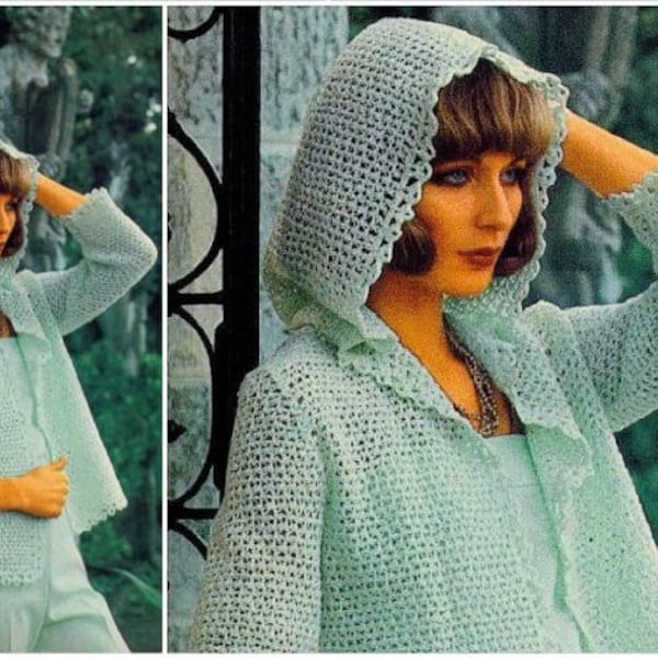 PDF Vintage Crochet Pattern | Hooded Jacket | ENGLISH | Digital Download