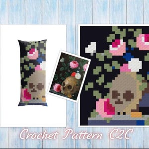 Motif au crochet vintage Jan Van Kessel Vanitas Nature morte au crochet C2C Coussin Décoration d'intérieur Décoration murale Téléchargement numérique PDF