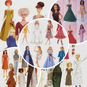 PDF 5 SETS Vintage Barbie 11-1/2" Sewing Pattern | Wardrobe Clothes for Dolls 11-1/2" | 2 Sets - English | 3 Sets - French | Digital