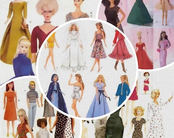 PDF 5 SETS Vintage Barbie 11-1/2" Naaipatroon | Kledingkast voor poppen 11-1/2" | 2 sets - Engels | 3 sets - Frans | Digitaal