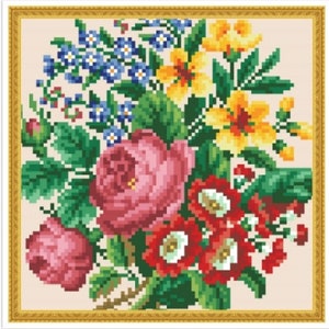 PDF Antique Sampler Counted Vintage Cross Stitch Pattern | Berlin Woolwork | Vintage Scheme | Reproduction Scheme Cross Stitch 19th century