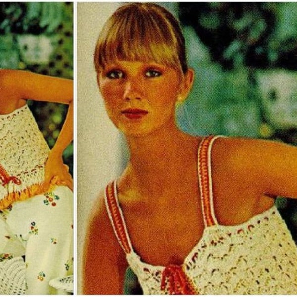 PDF Vintage Crochet Pattern | Peplum Camisole | ENGLISH | Digital Download