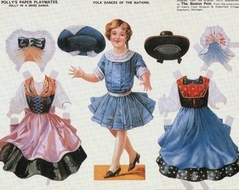 PDF Vintage Paper Dolls | Paper Doll National Swiss Dance | Printable-Print-Cut-Play | ENGLISH | Digital Download