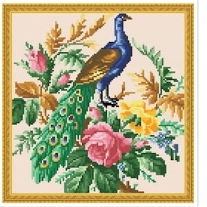 PDF Antique Sampler Counted Vintage Cross Stitch Pattern | Berlin Woolwork | Vintage Scheme | Reproduction Scheme Cross Stitch 19th century