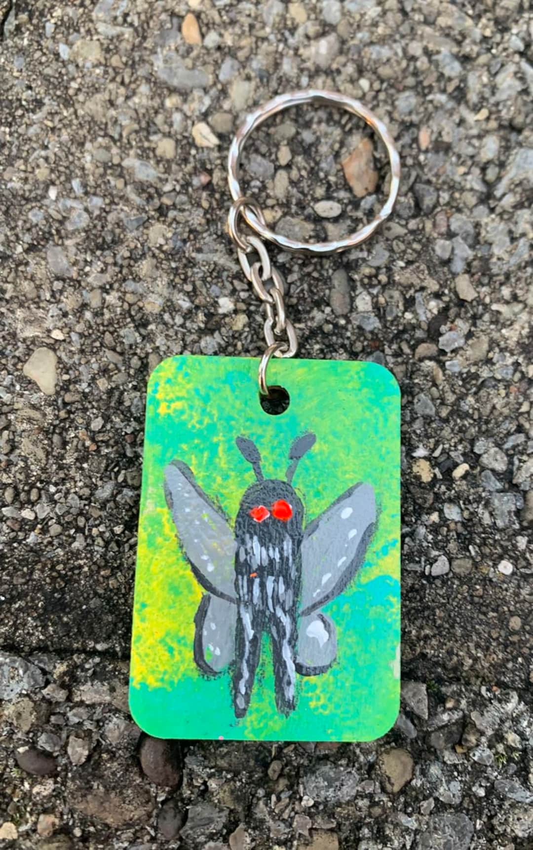 Green Moth Man Keychains Etsy