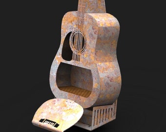 Firepit unique Guitar style Fire pit with unique Acoustic Guitar with Stand and ashtray collection. Digital files for manufacturing