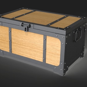Trunk box storage box heavy duty storage trunk with metal frame Trunk with wooden exterior trunk body digital Product for manufacturing