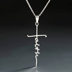 Cross Necklace, Faith Cross, Silvery Necklace, Faith Necklace, Confirmation Gift, Baptism Gift