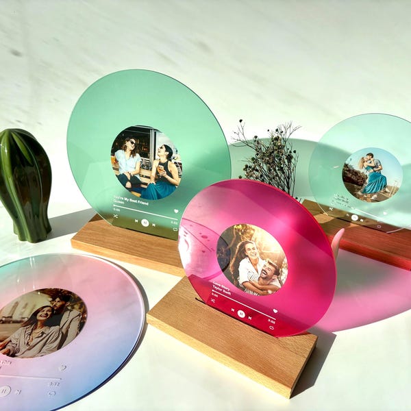 Personalized Vinyl Record with Photo - Birthday Gift for Her Him - Valentines Day Gift - Acrylic Song Plaque - Anniversary Gift for Friends