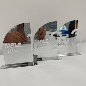 Silver Acrylic Table Numbers - Wedding Table Decor - Wedding Signage - Table Signs - Table Numbers - Wedding Stationery - Reception Signs