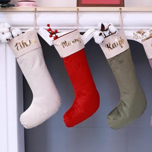 Personalised Velvet Christmas Stocking - Custom Name Holiday Decor - Perfect Xmas Gift - 1 Stocking - Personalized Christmas Decoration