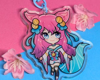 Portachiavi Ahri / Fiore dello Spirito / Ciondolo in acrilico / Stampa fronte-retro