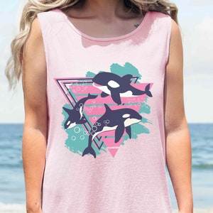 Orca Whale Y2K Tank Top, Vintage Orca 90s Tank, Save the Whales PNW Mermaidcore Tank Top, Ocean Conservation Beach Tank, Orca Lovers Gift