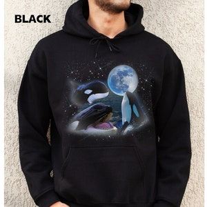 Three Orcas Vintage 90s Graphic Hoodie, Save The Orcas Whale Hoodie, PNW Orca Whale Gift, Orca Whale Sweatshirt,Ocean Beach Hoodie Orca Gift