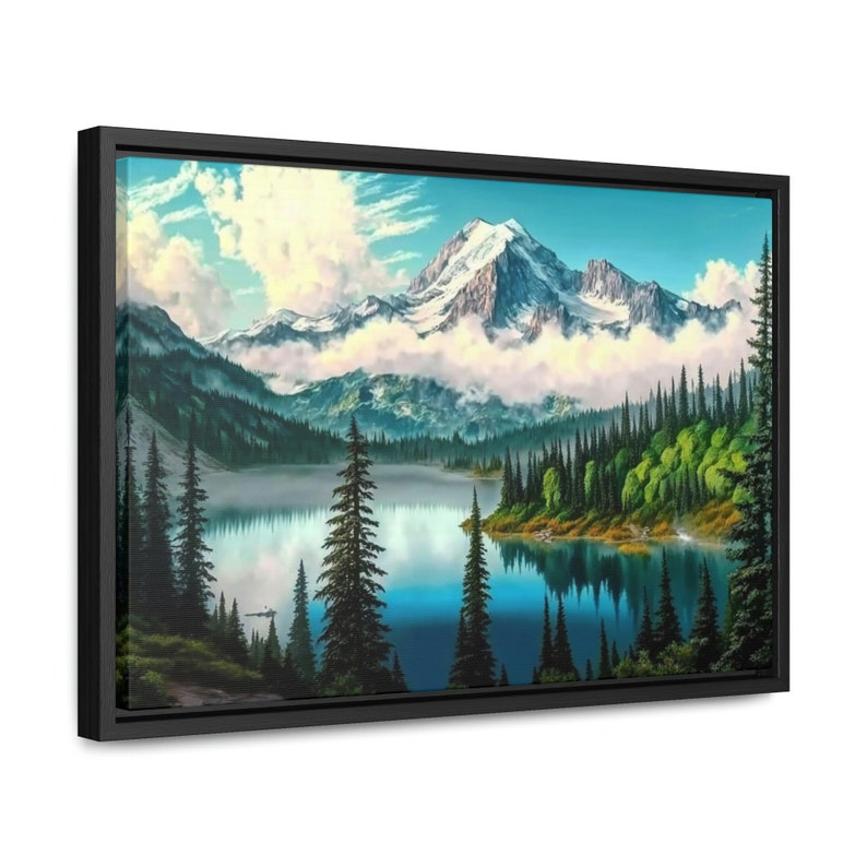 Mountain Wall Art Framed Canvas Print Landscape Watercolor - Etsy