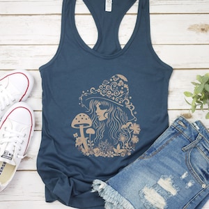 Boho Mushroom Witch Fall Tank Top, Mushroom Hippie Witch Mushroom Boho Tank Tops, Witchy Mushroom Witch Gift For Her, Fall Lovers Gift