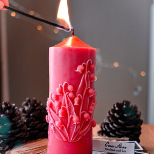 Design Pillar Candle , Scented Soy , Decorative Pillar Candle and Holder Gift , Unique Pillar Candle,Embossed Candle