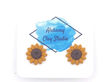 Sunflower Stud Earrings + Polymer Clay Earring