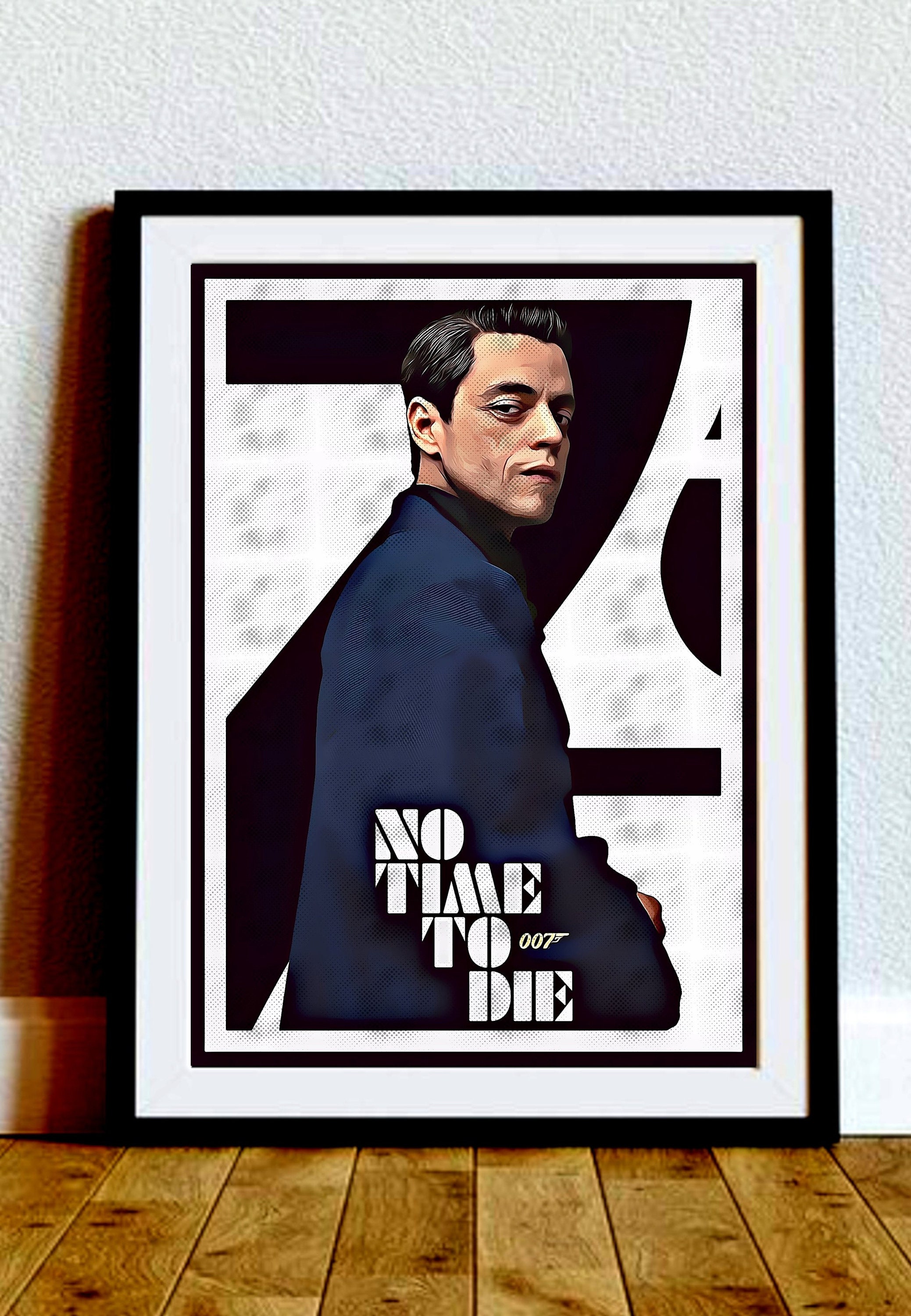 Rami Malek "No Time to Die" James Bond pop art style movie tribute poster, Wall Decor, Movie Fan, Gift for Dad, Son, Brother, Funky Art