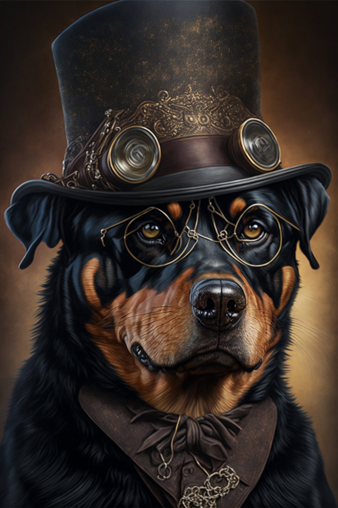 Rottweiler Dog Portrait : Steam Punk Poster for Dog Lovers, Pet Gift ...