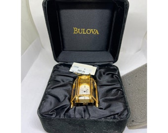 NIB Vintage BULOVA Mini Brass Lantern desk clock B0538
