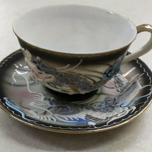 Vintage Japanese Dragonware Moriage Slipware Dragon 1- Cup & Saucer Set