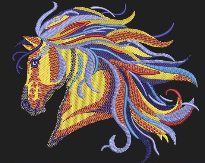 Colorful Horse Instant Download Embroidery Design Brother - Viking - PFAFF - Singer - Juki - PES - XXX- Hus - 4 Sizes