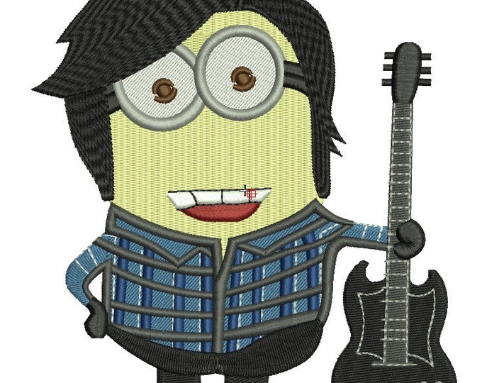 Minion Rock on the Guiter Download Embroidery Design | Machine Embroidery| My Body My Right | Napkin Embroidery 4 Sizes |6 Formats | Viking